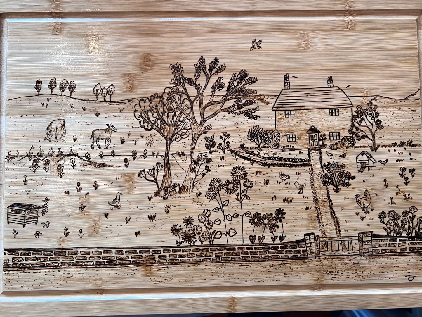 Commissioned country home designed cutting board