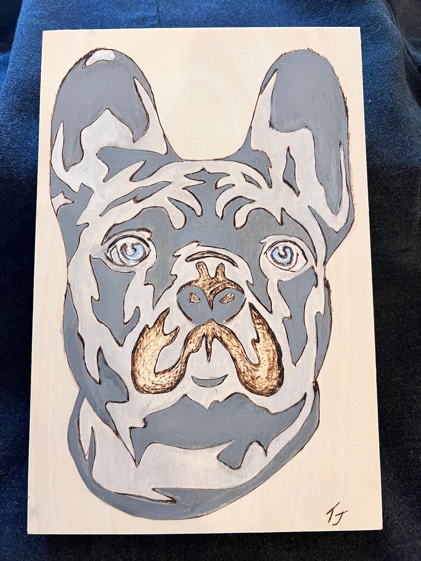"Blue-Eyed Bulldog" 12x8 Inch Wall Art