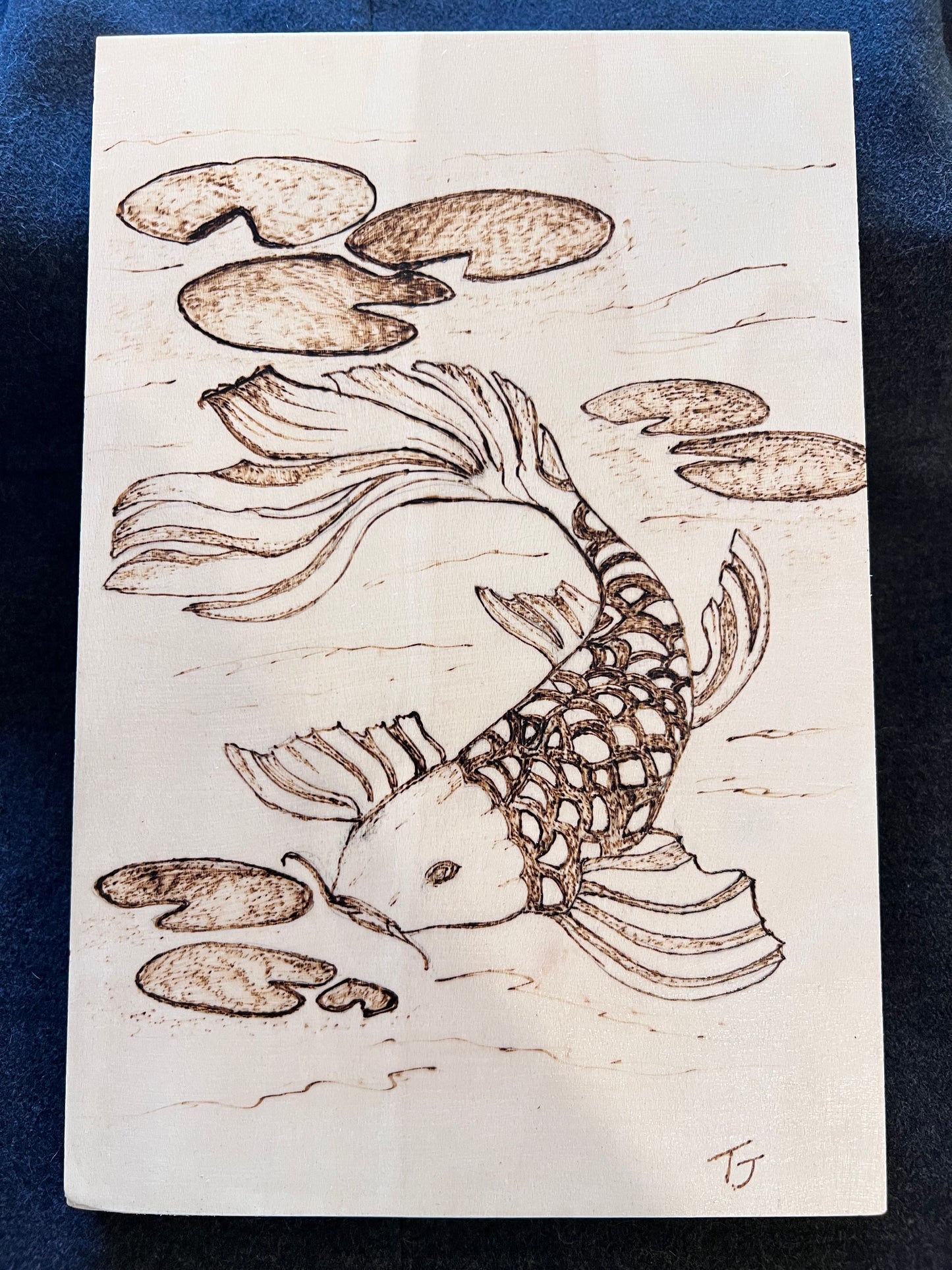 "Koi Serenity" 12x8 Inch Wall Art