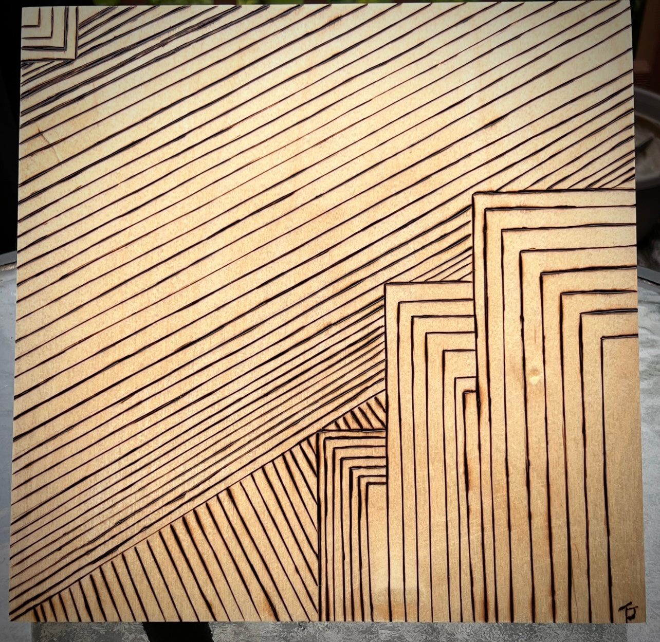 "Geometric Ascent" Wood Canvas